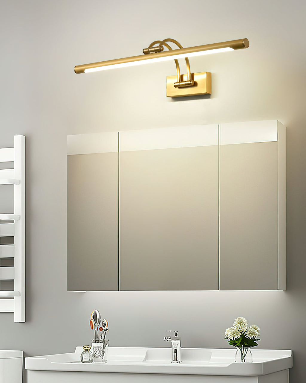 Linear Vanity Wall Fixture - L 17.7″ x H 7.1″ Brass, Bathroom Vanity Light, detail 4