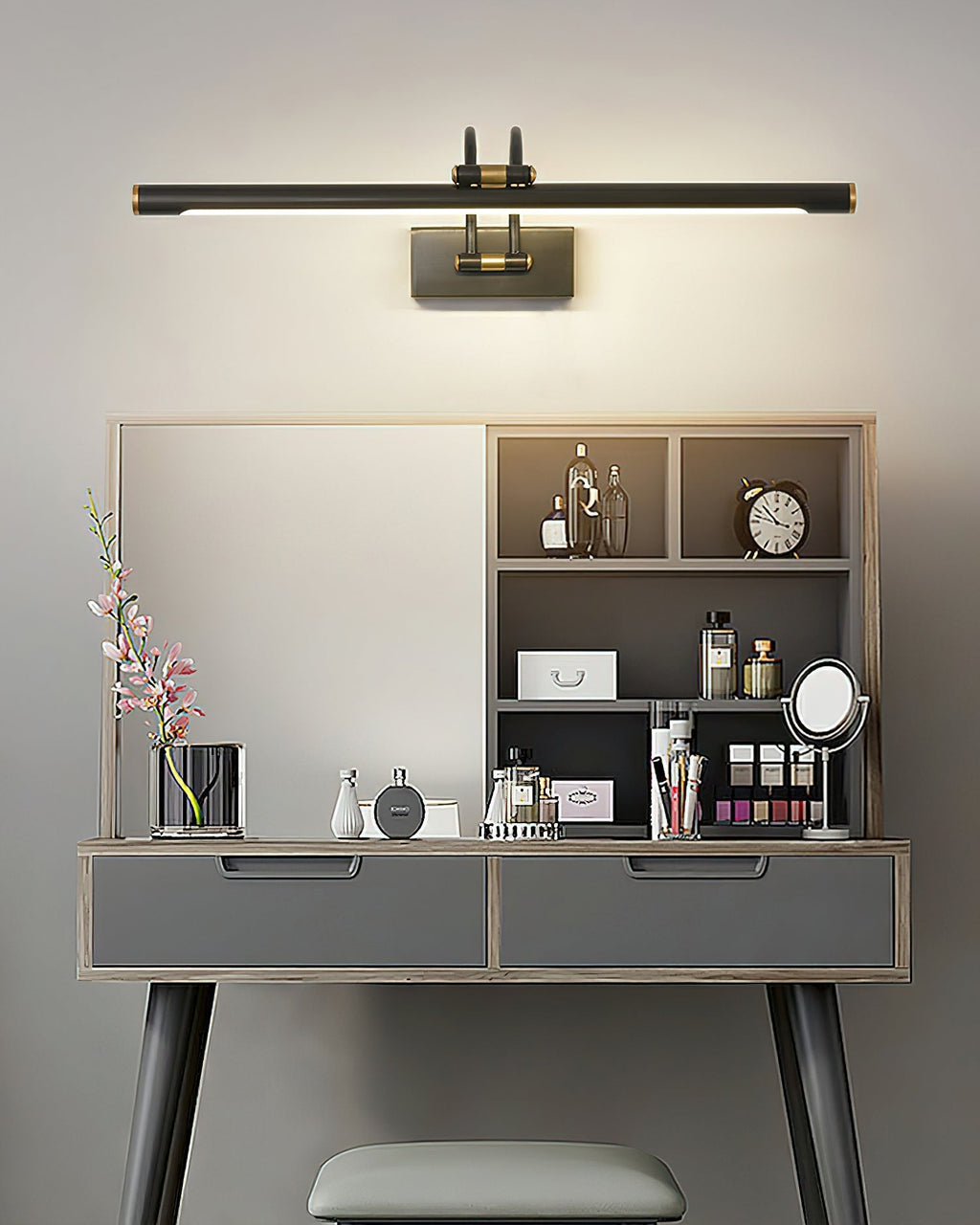 Linear Vanity Wall Fixture - L 17.7″ x H 7.1″ Brass, Bathroom Vanity Light, detail 7