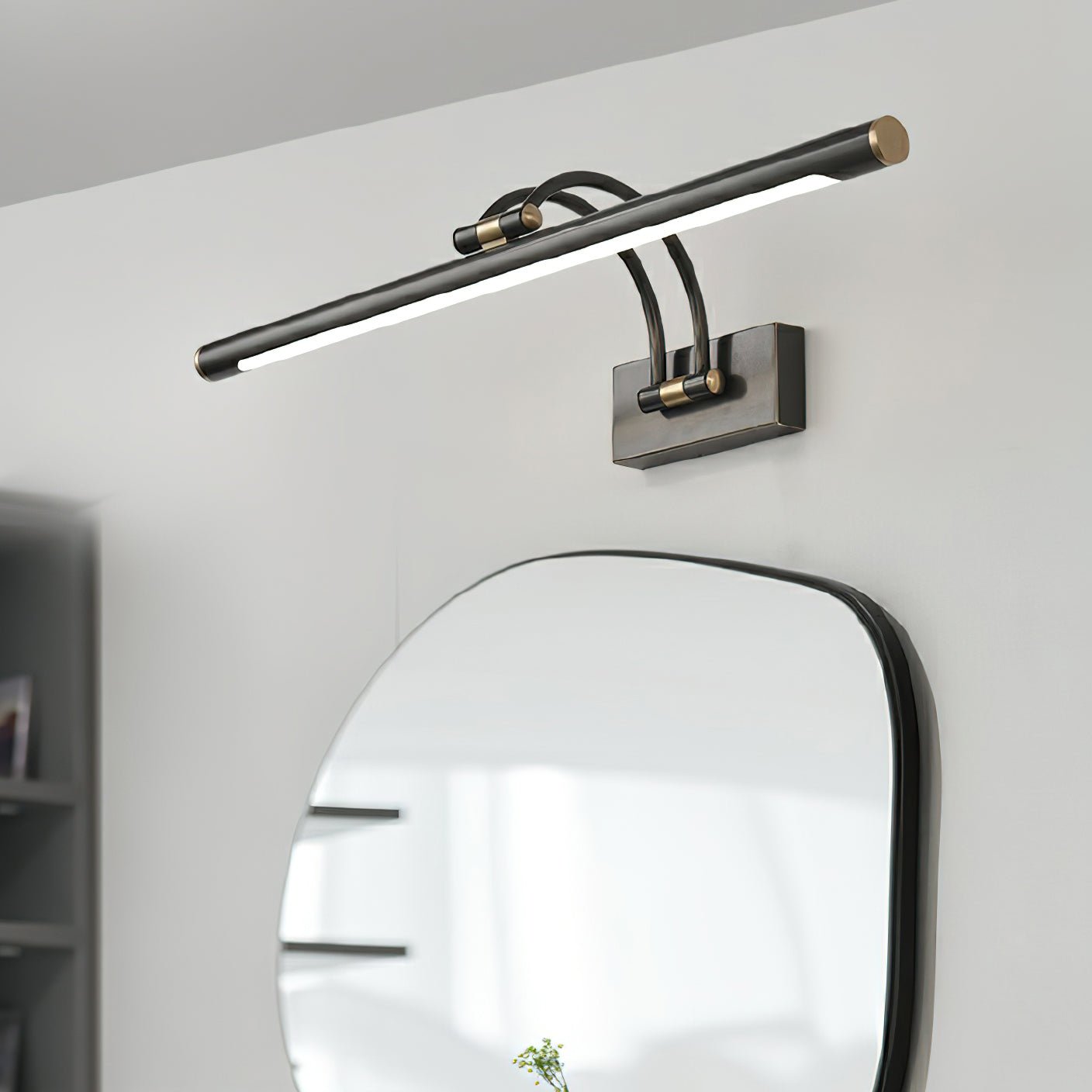 Linear Vanity Wall Fixture - L 17.7″ x H 7.1″ Brass, Bathroom Vanity Light, detail 9