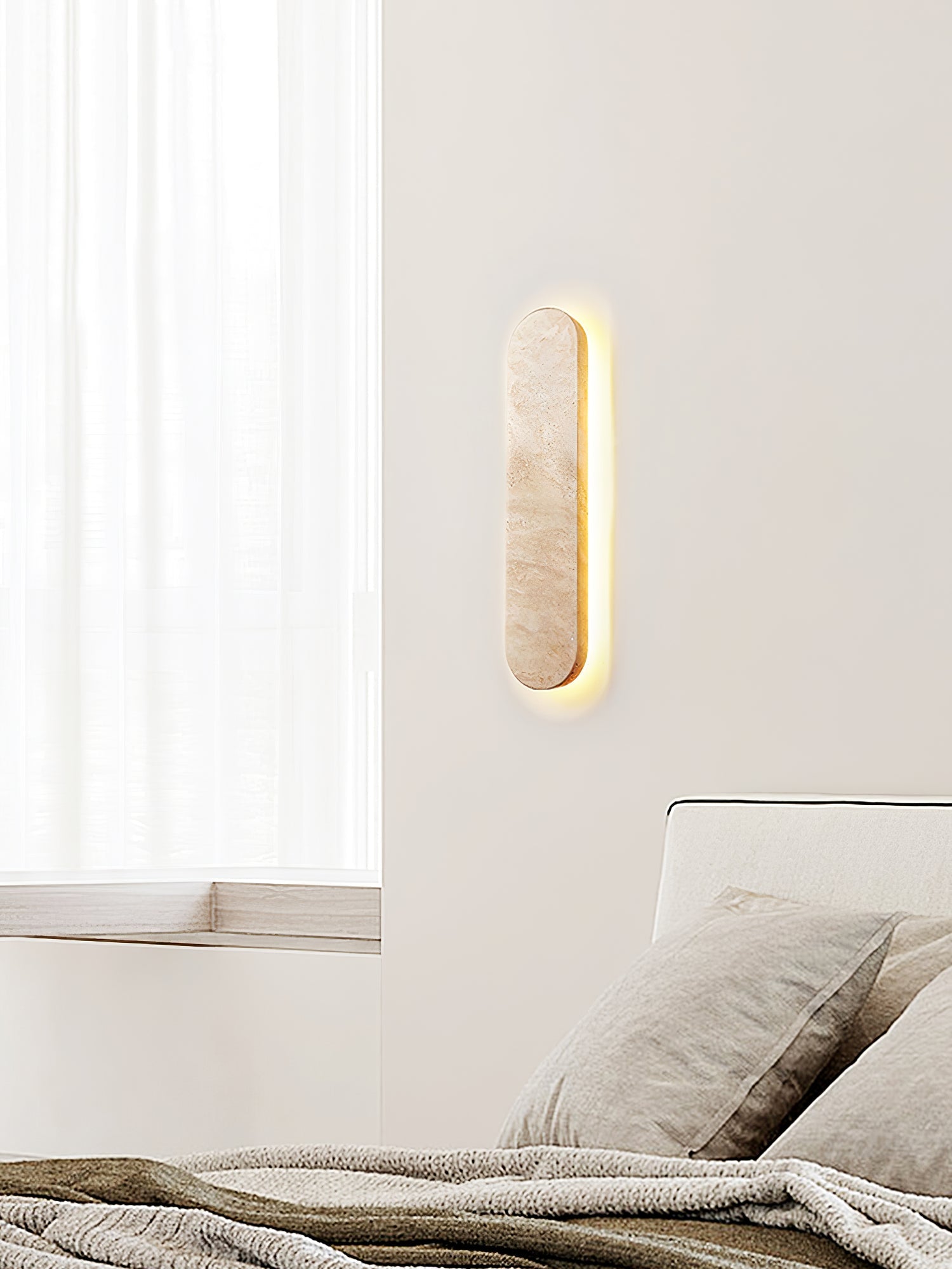 Lior Travertine Wall Light, Hardwired Wall Sconce, detail 15