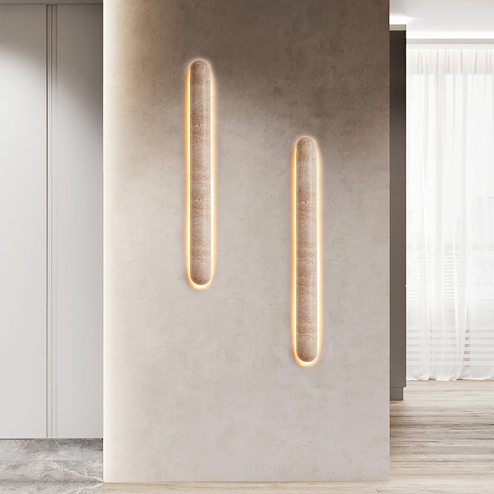 Liora Travertine Wall Light, Hardwired Wall Sconce, detail 13