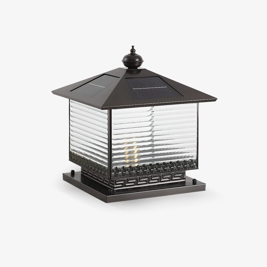 Liora Solar Pagoda Exterior Light, Outdoor Wall Light, Aluminum, L 25cm x W 25cm x H 31cm