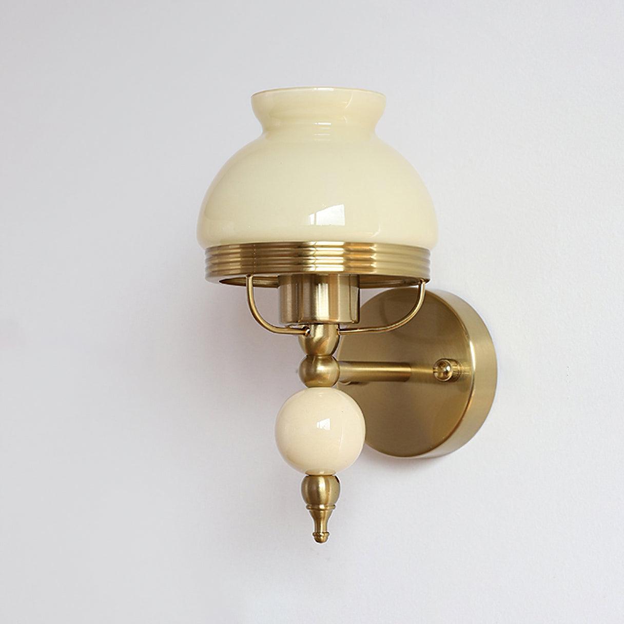 Loa Glass Wall Light, Bedroom Wall Sconce, Metal, Model A: Dia 14cm x H 24.5cm
