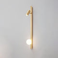 Long Arm Wall Light - W 3.9″ x H 31.5″ Brass, Bedroom Wall Sconce