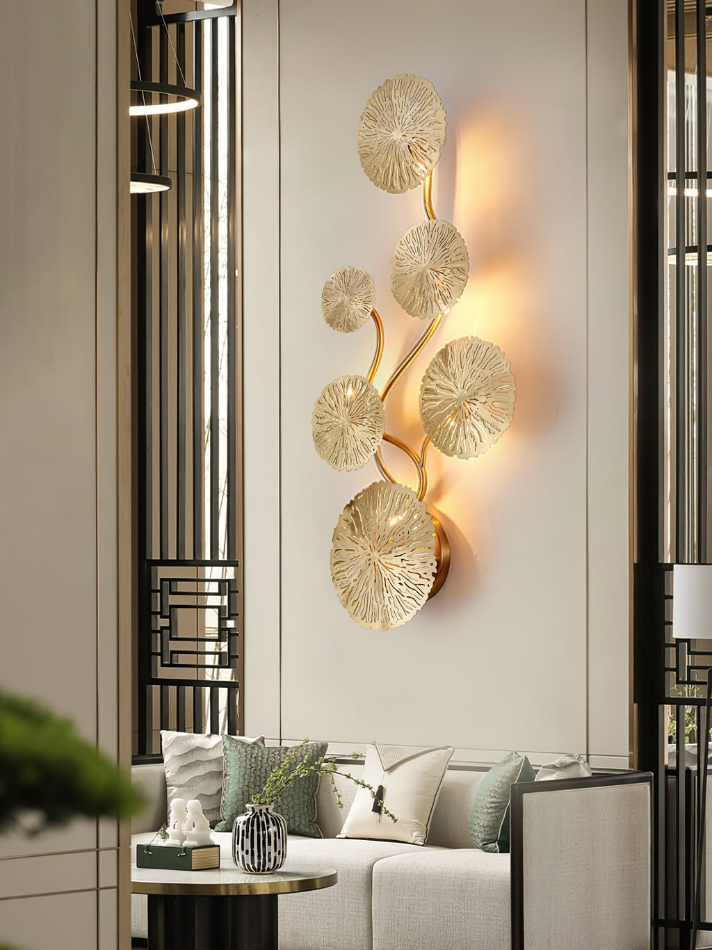 Lotus Leaf Wall Light - Model F: W 12.2 x H 30.3 Stainless steel, Hardwired Wall Sconce, detail 46