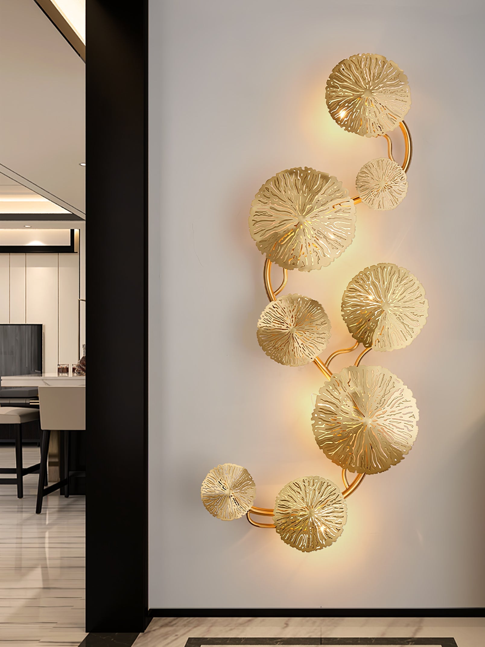 Lotus Leaf Wall Light - Model F: W 12.2 x H 30.3 Stainless steel, Hardwired Wall Sconce, detail 47