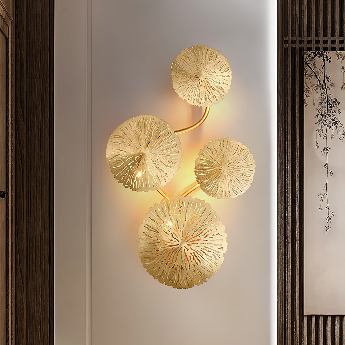 Lotus Leaf Wall Light - Model E: W 31cm x H 57cm Stainless steel, Hardwired Wall Sconce, detail 5