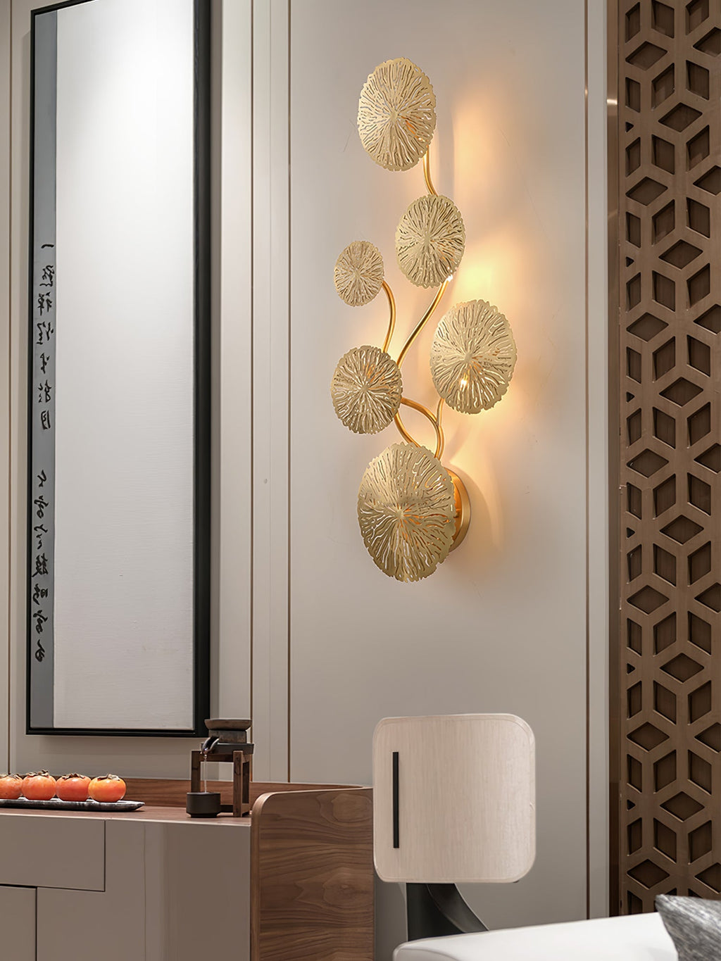 Lotus Leaf Wall Light - Model F: W 12.2 x H 30.3 Stainless steel, Hardwired Wall Sconce, detail 6
