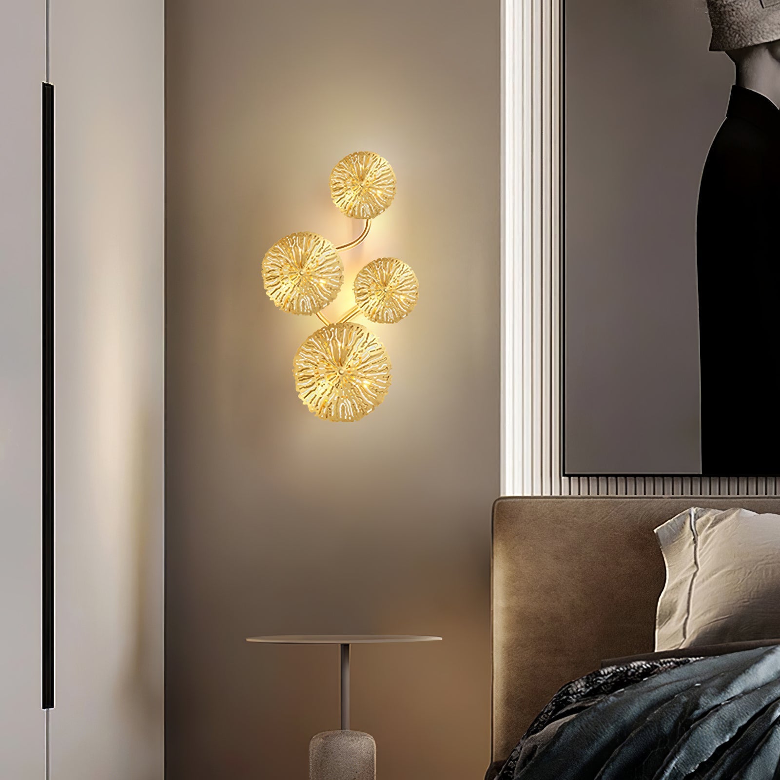 Lotus Leaf Wall Light - Model F: W 12.2 x H 30.3 Stainless steel, Hardwired Wall Sconce, detail 5