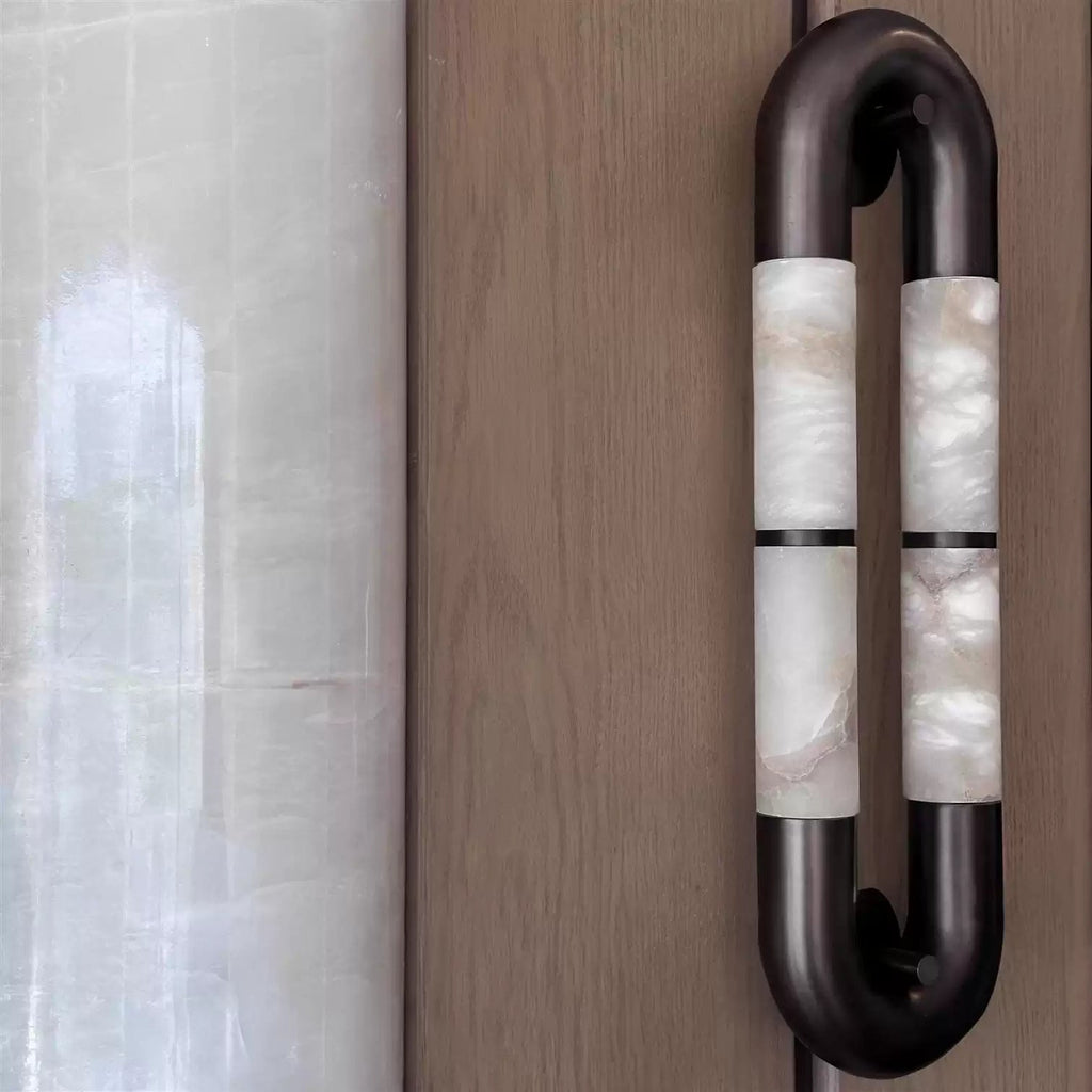 Luma Arc Twin Alabaster Wall Light, Hardwired Wall Sconce, detail 20