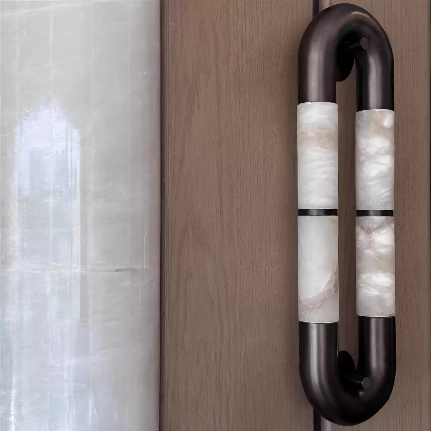 Luma Arc Twin Alabaster Wall Light, Hardwired Wall Sconce, detail 20