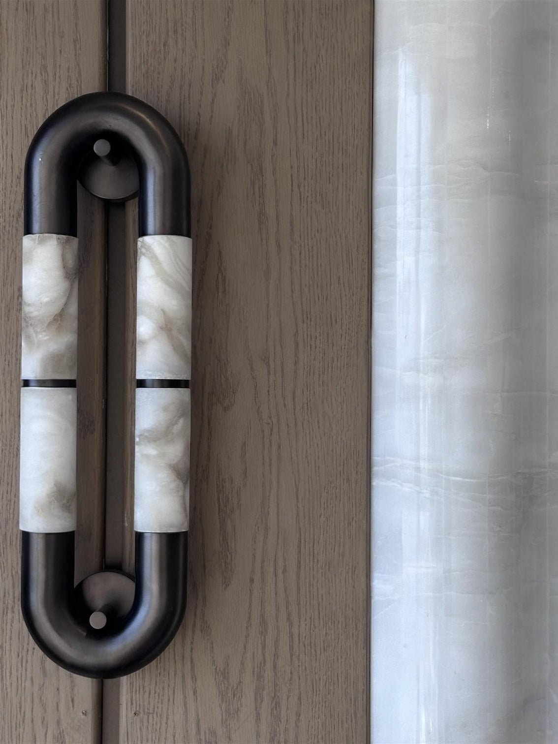 Luma Arc Twin Alabaster Wall Light, Hardwired Wall Sconce, detail 19