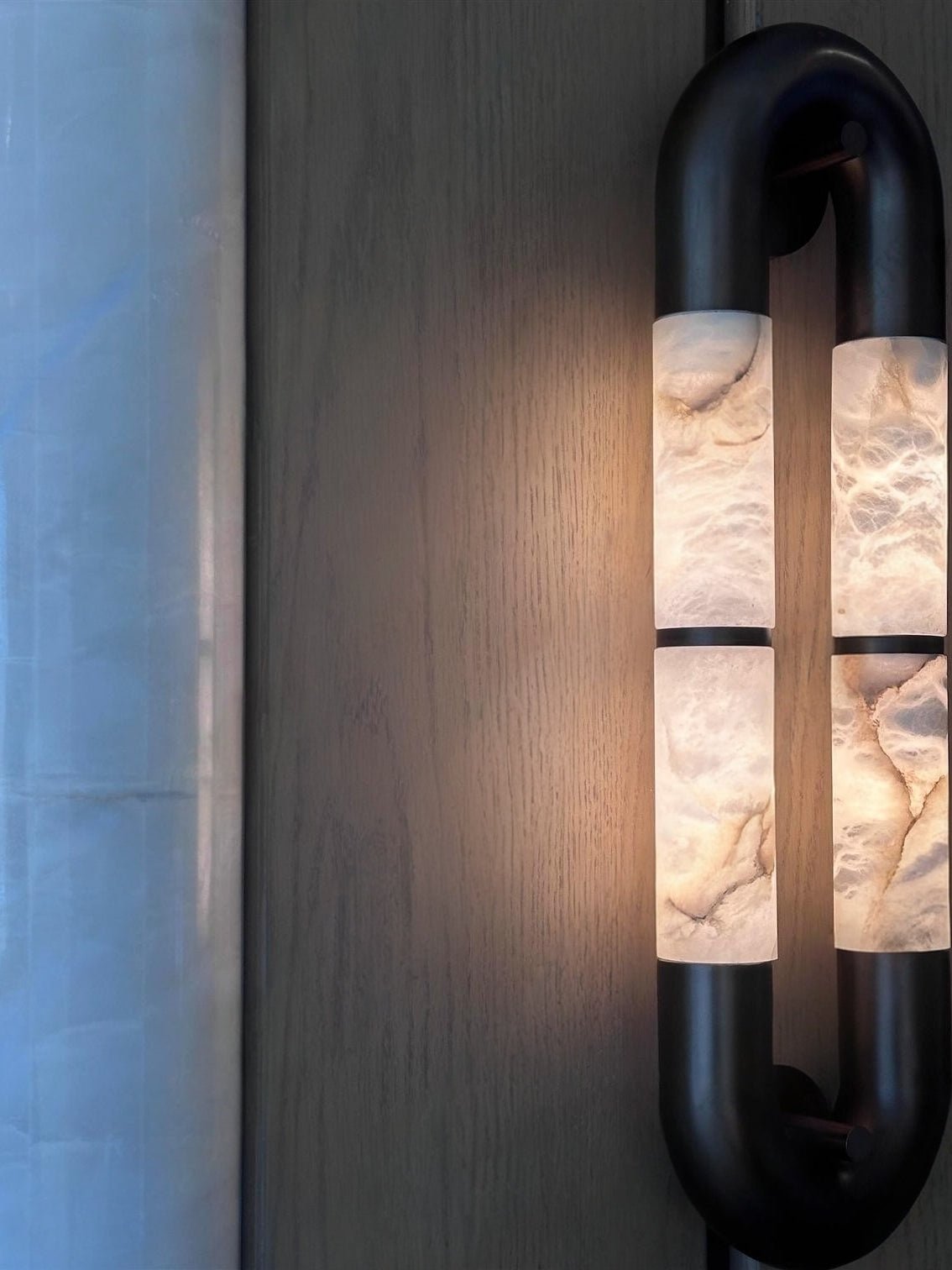 Luma Arc Twin Alabaster Wall Light, Hardwired Wall Sconce, detail 21