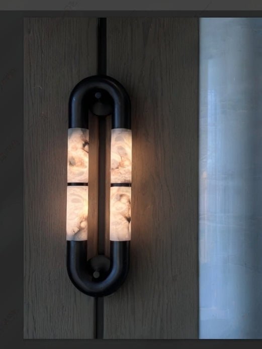 Luma Arc Twin Alabaster Wall Light, Hardwired Wall Sconce, detail 22