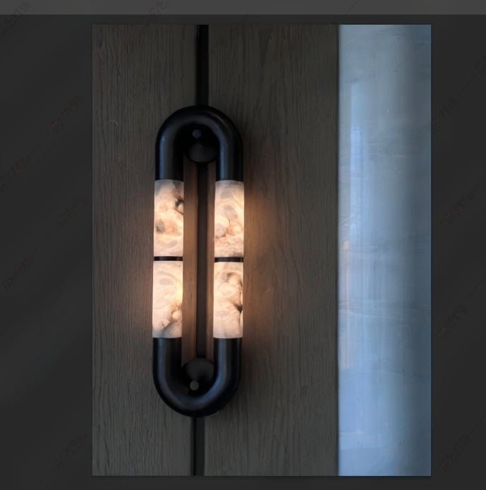 Luma Arc Twin Alabaster Wall Light, Hardwired Wall Sconce, detail 23