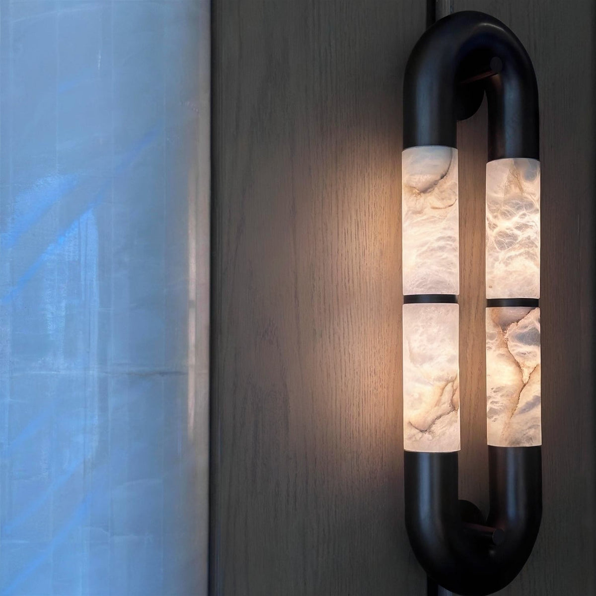 Luma Arc Twin Alabaster Wall Light, Hardwired Wall Sconce, detail 24