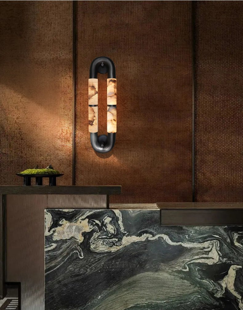 Luma Arc Twin Alabaster Wall Light, Hardwired Wall Sconce, detail 13