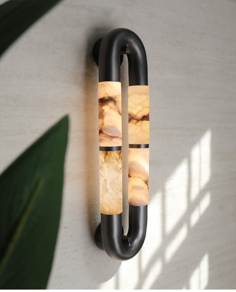 Luma Arc Twin Alabaster Wall Light, Hardwired Wall Sconce, detail 14