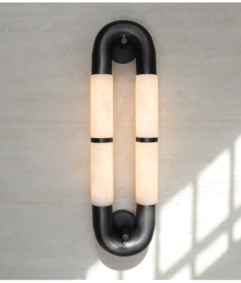 Luma Arc Twin Alabaster Wall Light, Hardwired Wall Sconce, detail 15