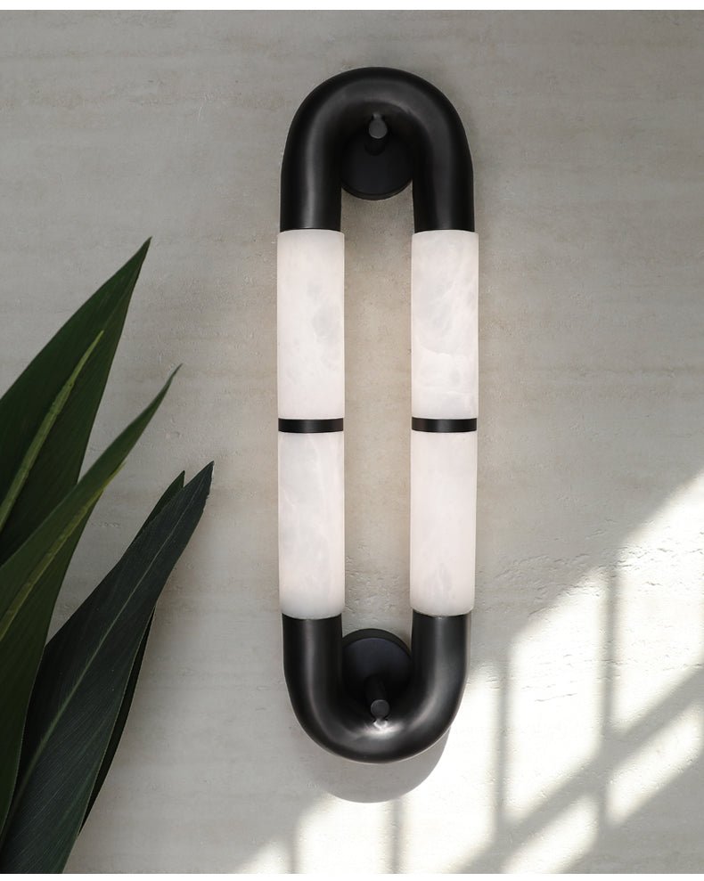 Luma Arc Twin Alabaster Wall Light, Hardwired Wall Sconce, detail 16