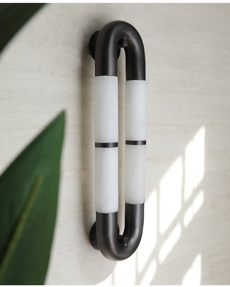 Luma Arc Twin Alabaster Wall Light, Hardwired Wall Sconce, detail 17