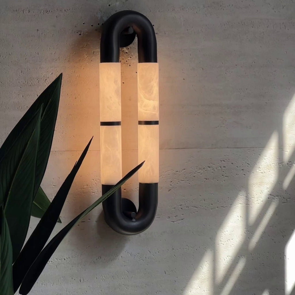 Luma Arc Twin Alabaster Wall Light, Hardwired Wall Sconce, detail 18