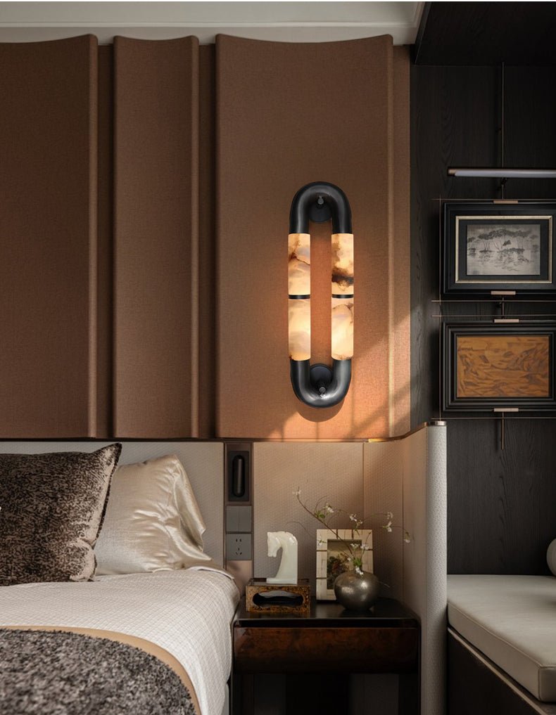 Luma Arc Twin Alabaster Wall Light, Hardwired Wall Sconce, detail 2