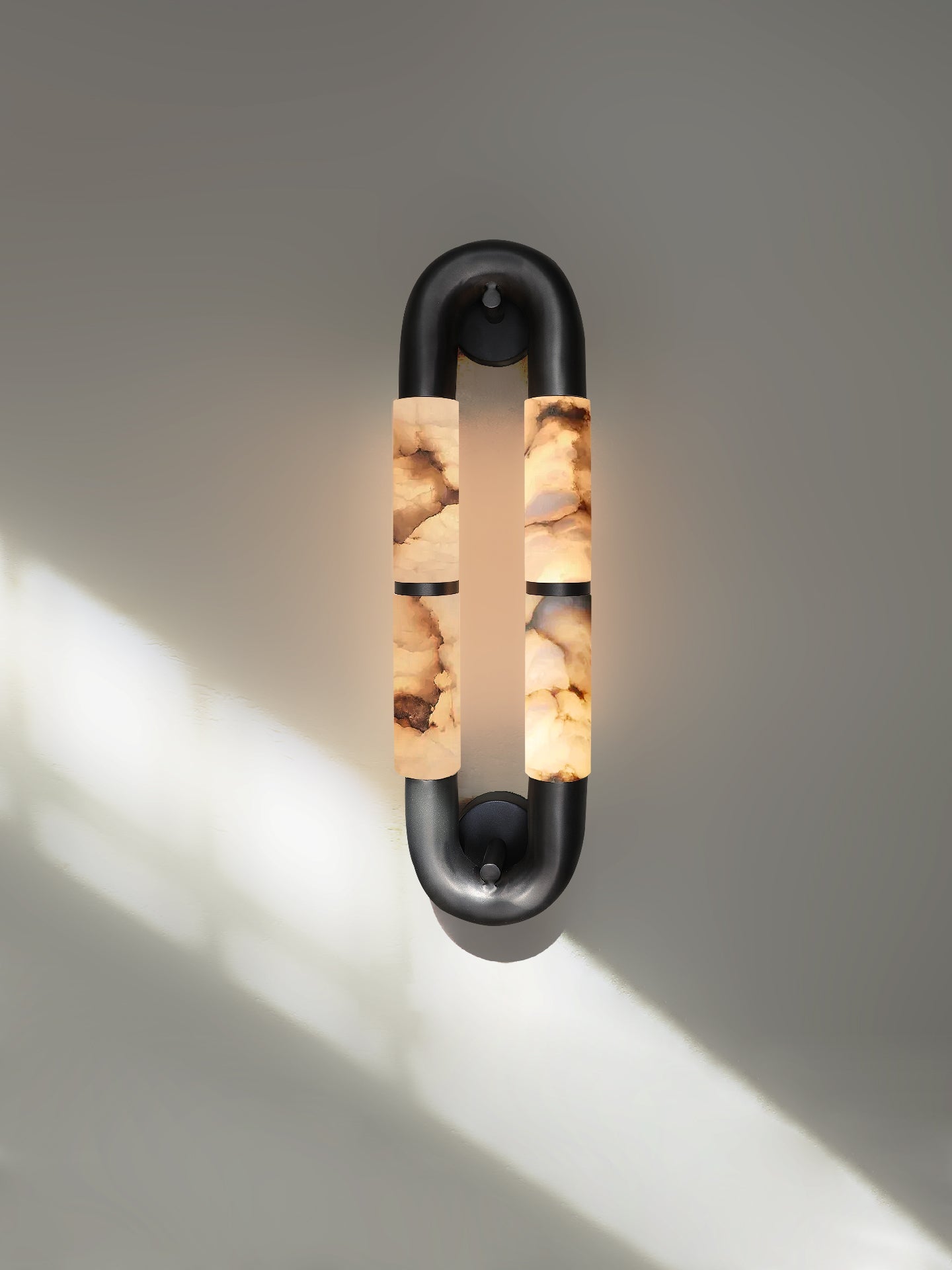 Luma Arc Twin Alabaster Wall Light, Hardwired Wall Sconce, detail 5
