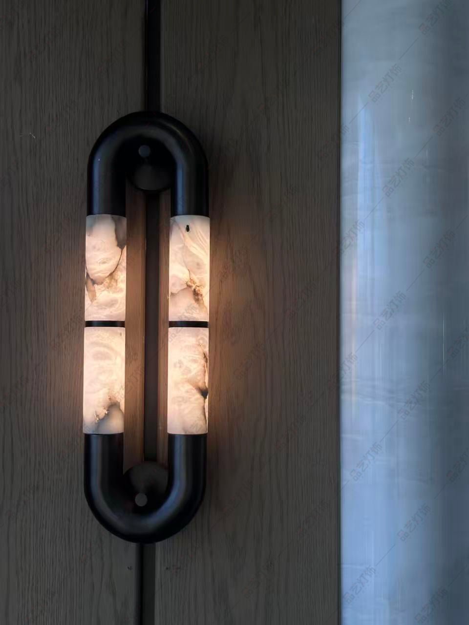Luma Arc Twin Alabaster Wall Light, Hardwired Wall Sconce, detail 6