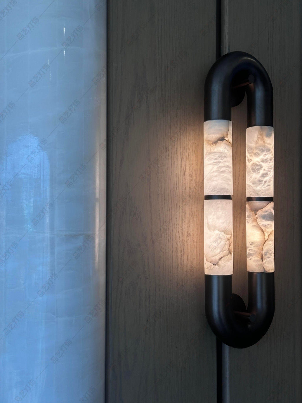 Luma Arc Twin Alabaster Wall Light, Hardwired Wall Sconce, detail 7