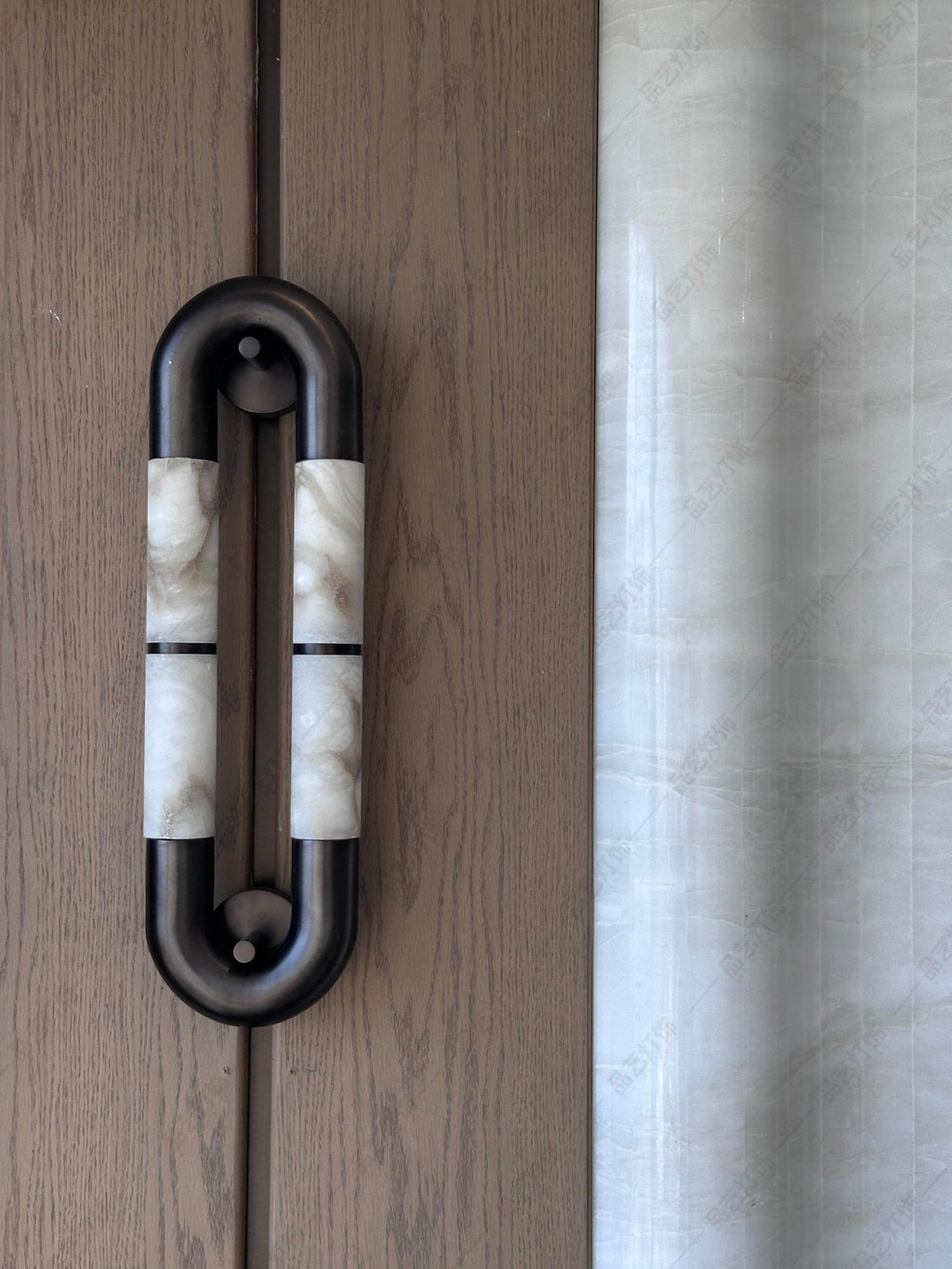 Luma Arc Twin Alabaster Wall Light, Hardwired Wall Sconce, detail 9
