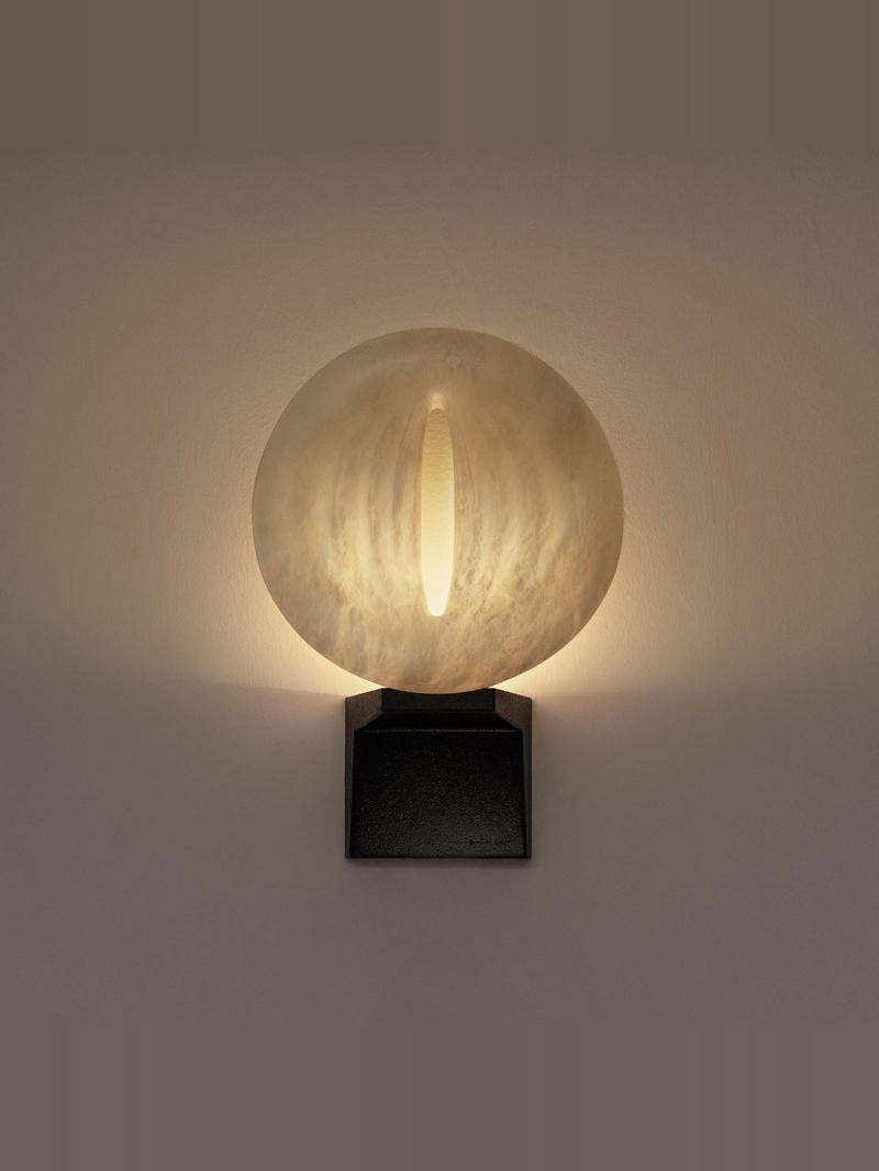 Lumen Rift Alabaster Wall Light, Hardwired Wall Sconce, detail 8