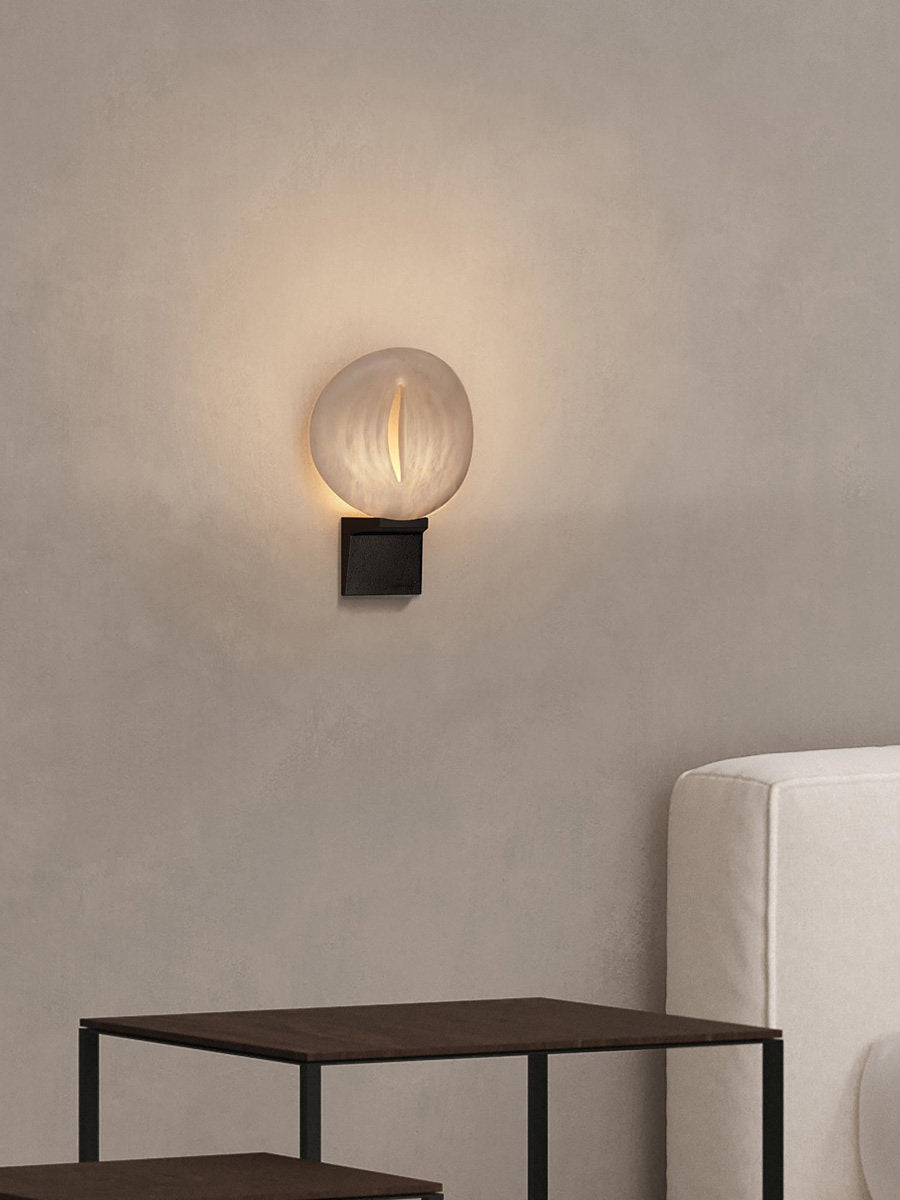 Lumen Rift Alabaster Wall Light, Hardwired Wall Sconce, detail 2