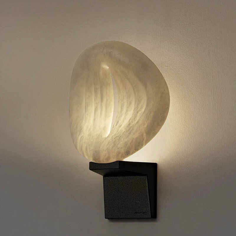 Lumen Rift Alabaster Wall Light, Hardwired Wall Sconce, detail 11