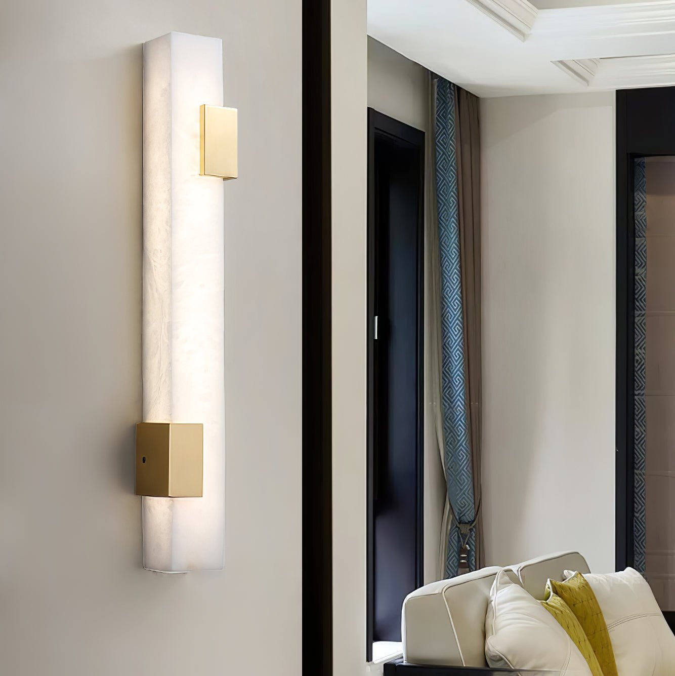 Lumen Bar Alabaster Wall Light, Hardwired Wall Sconce, detail 4