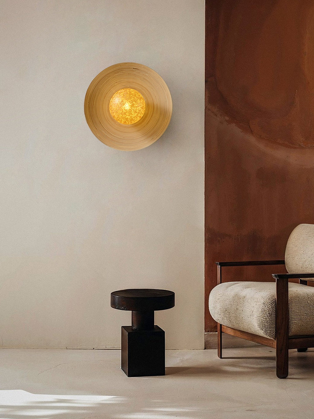 Luminous Bamboo Halo Wall Light, Hardwired Wall Sconce, detail 4
