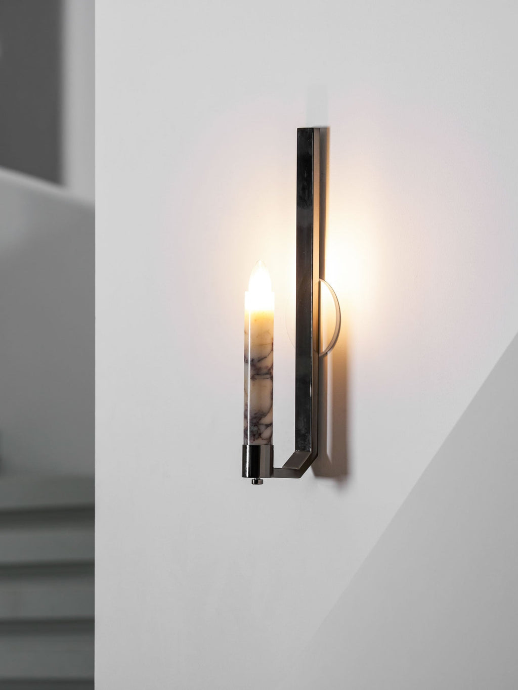 Lumivolt Alabaster Wall Light - Dia 13cm x H 54cm Metal, Hardwired Wall Sconce, detail 2
