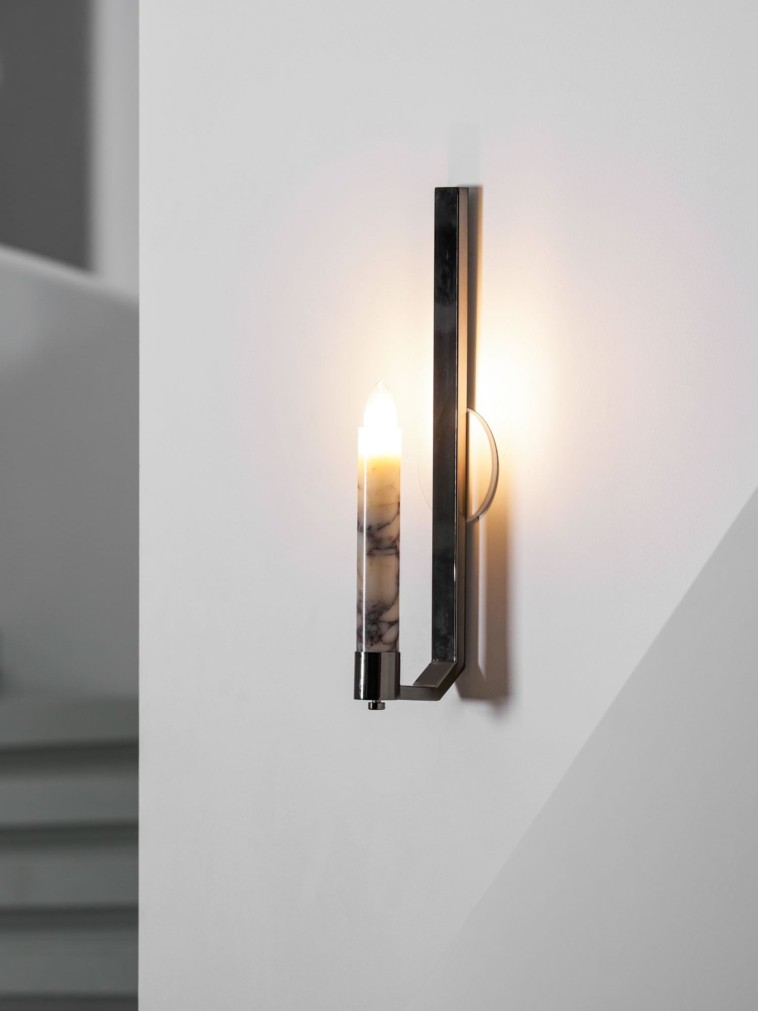 Lumivolt Alabaster Wall Light - Dia 13cm x H 54cm Metal, Hardwired Wall Sconce, detail 2