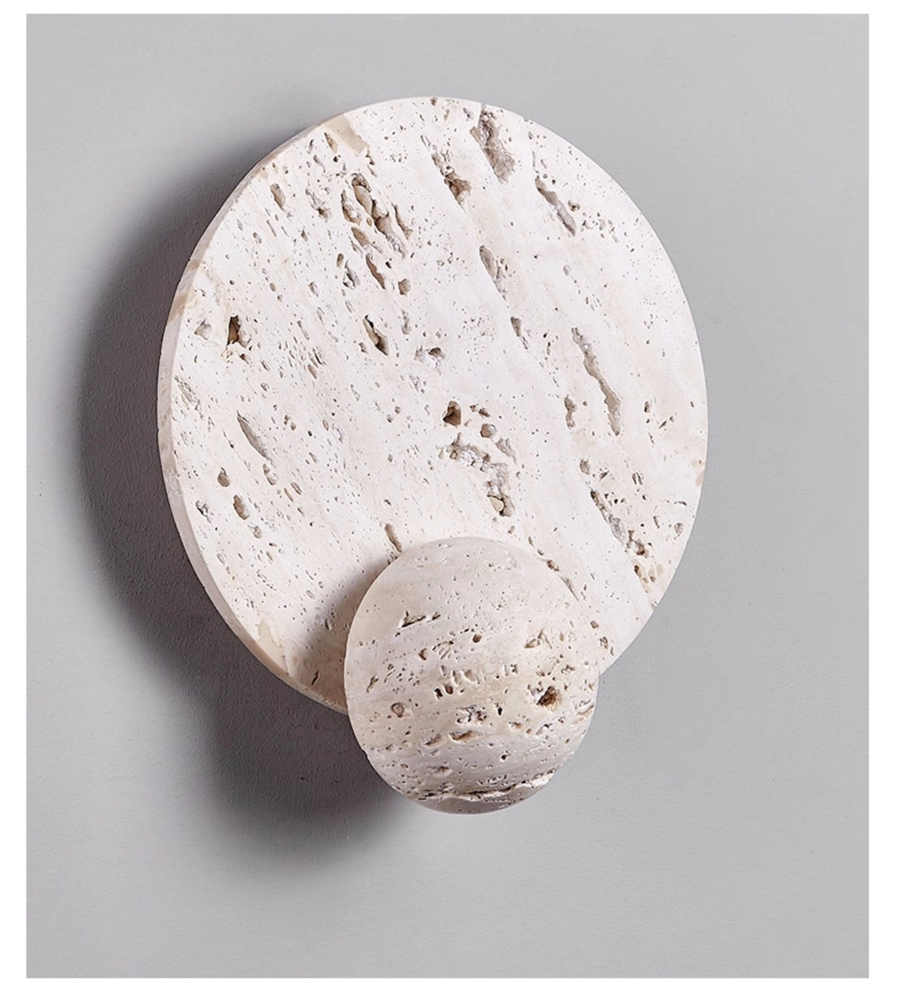 Luna Travertine Wall Light - Dia 22cm x H 26cm Metal, Hardwired Wall Sconce, detail 9