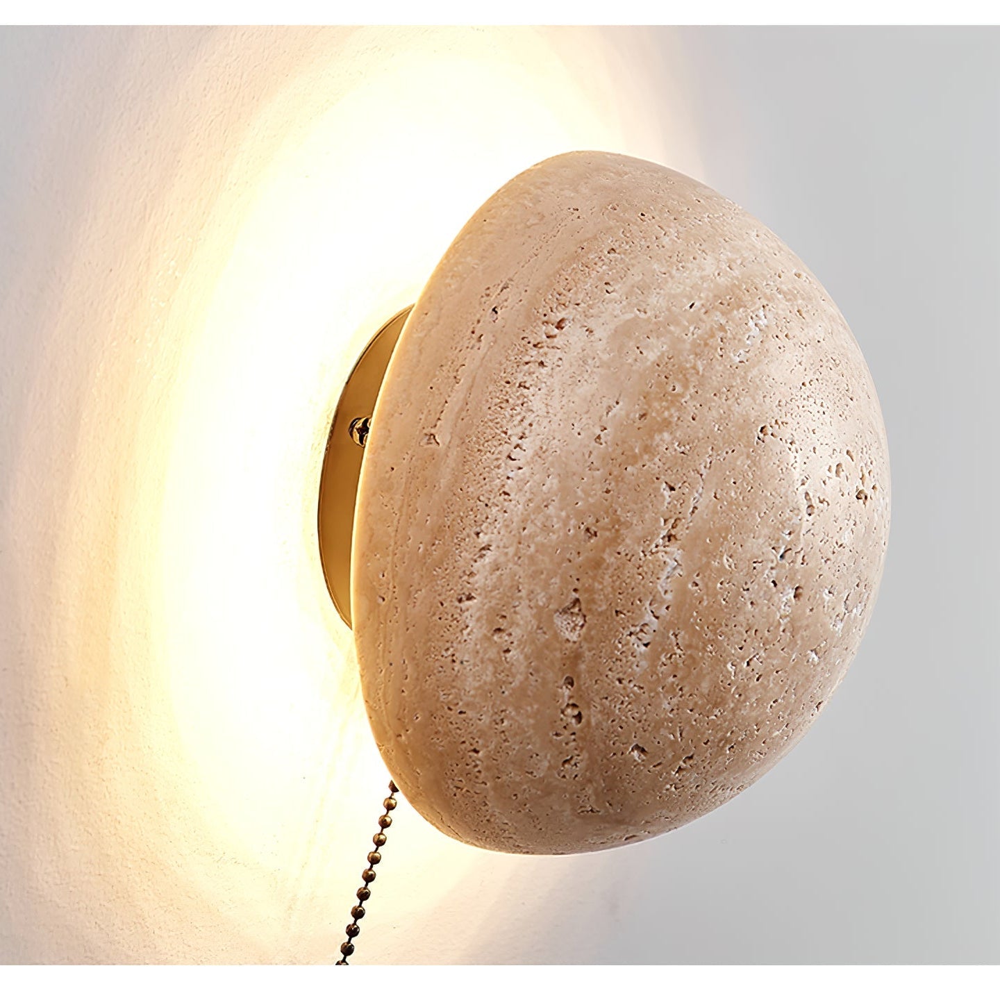 Luna Travertine Wall Light - Dia 15cm x H 15cm Yellow Travertine, Hardwired Wall Sconce, detail 13