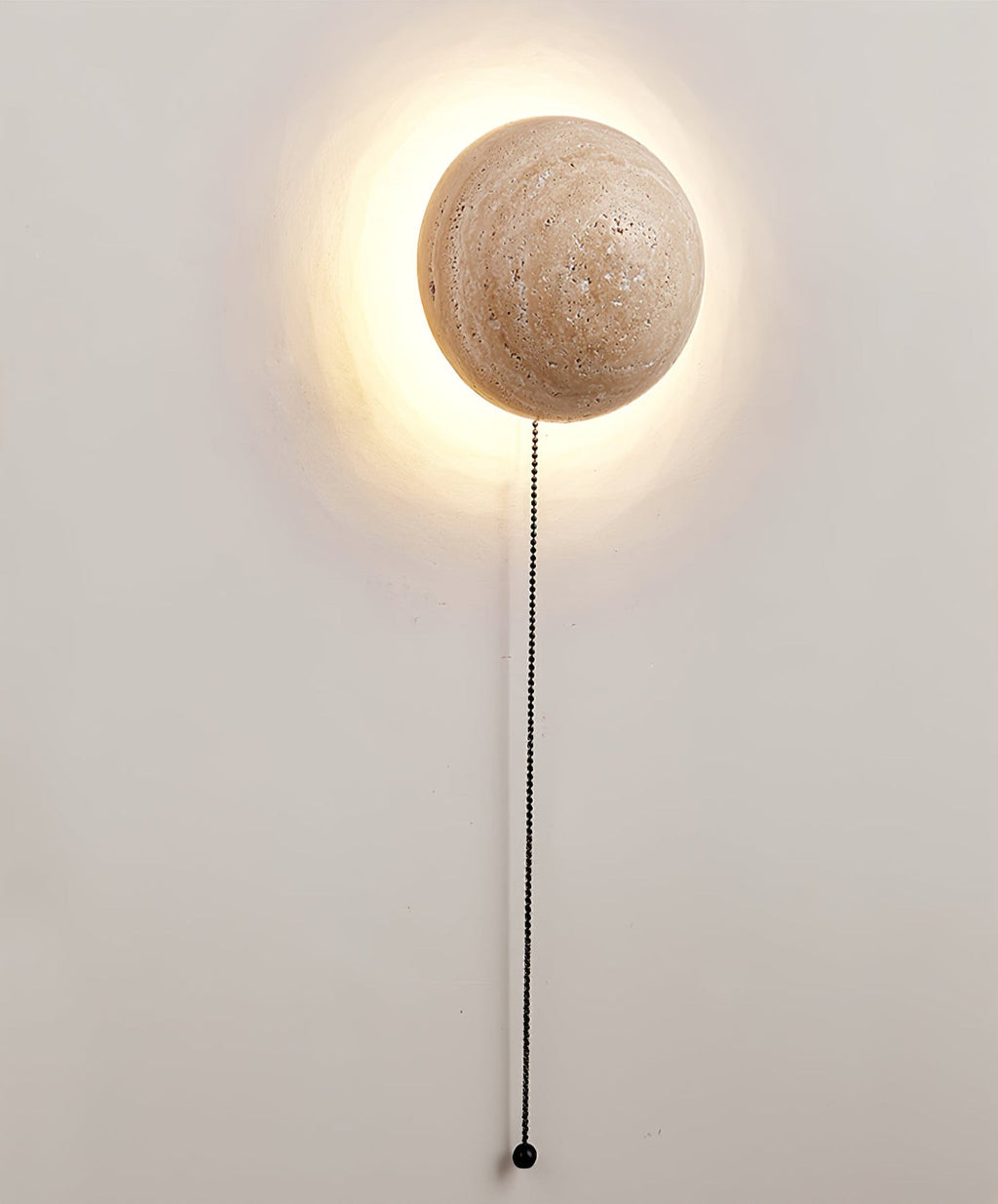 Luna Travertine Wall Light - Dia 15cm x H 15cm Yellow Travertine, Hardwired Wall Sconce, detail 11