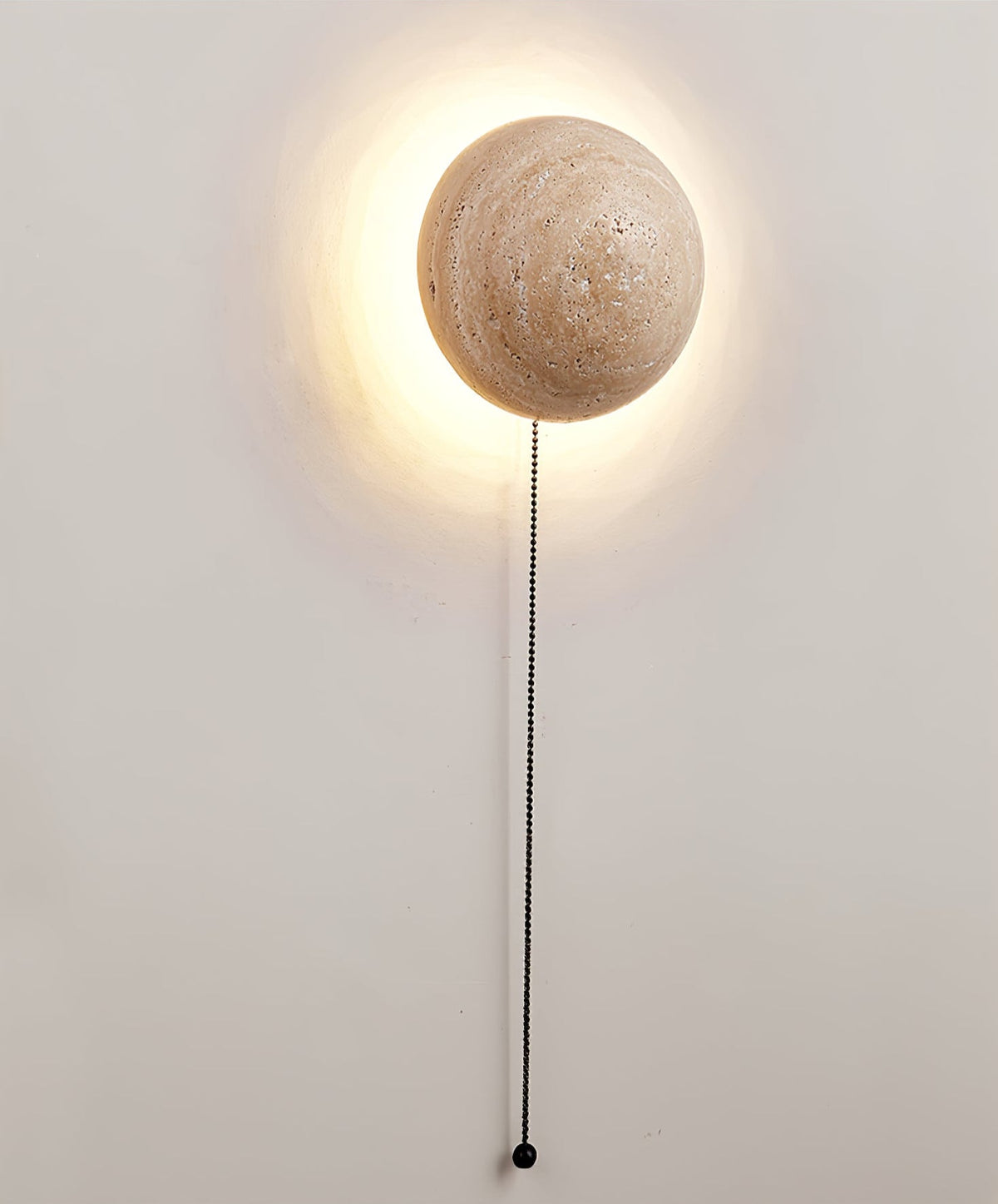 Luna Travertine Wall Light - Dia 15cm x H 15cm Yellow Travertine, Hardwired Wall Sconce, detail 11