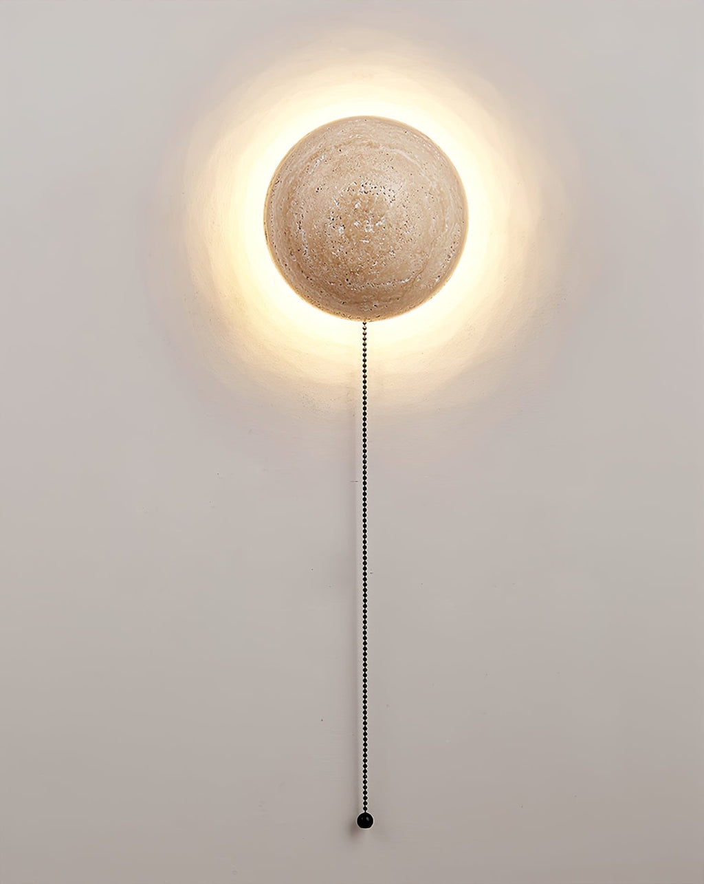 Luna Travertine Wall Light - Dia 15cm x H 15cm Yellow Travertine, Hardwired Wall Sconce, detail 12