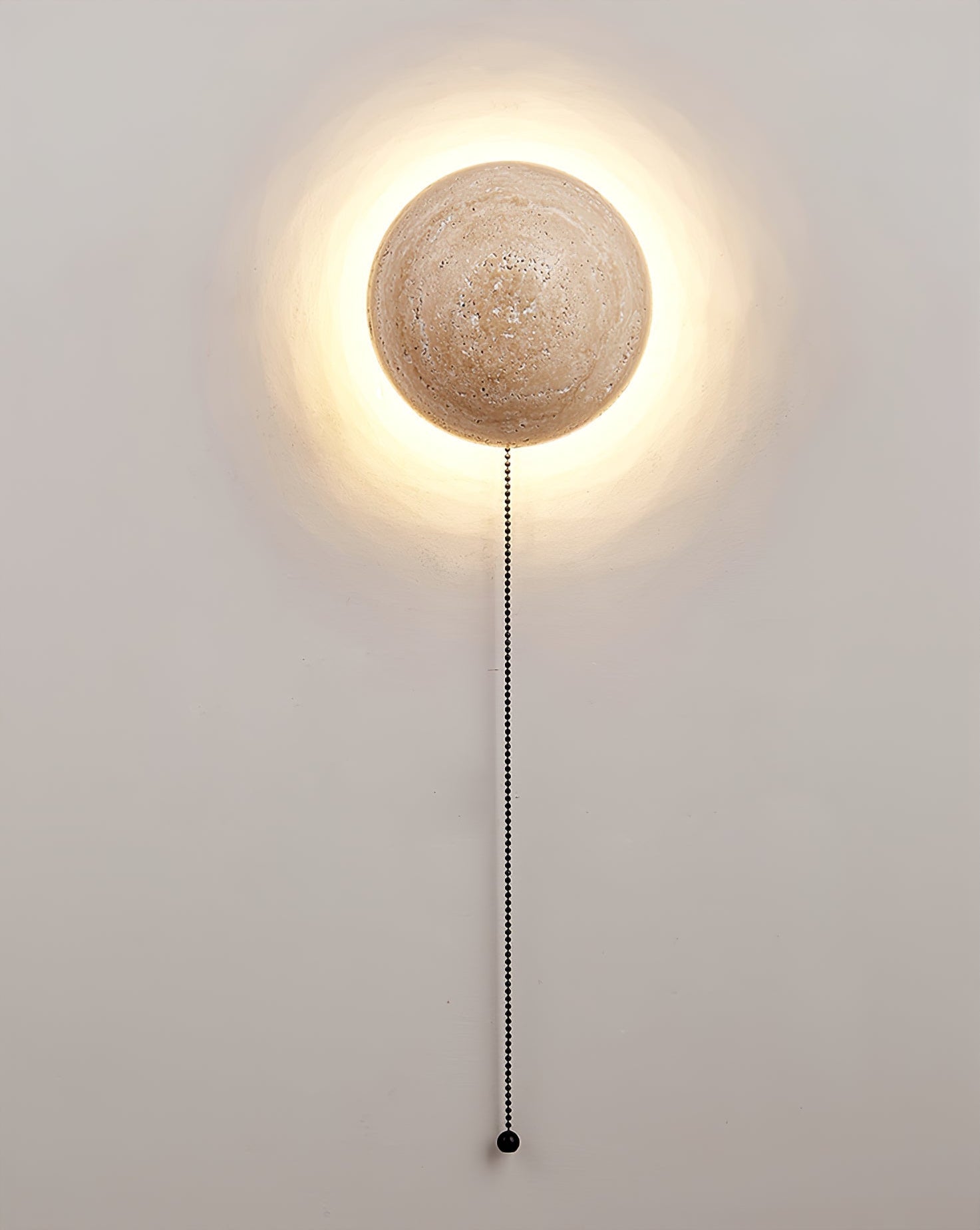 Luna Travertine Wall Light - Dia 15cm x H 15cm Yellow Travertine, Hardwired Wall Sconce, detail 12