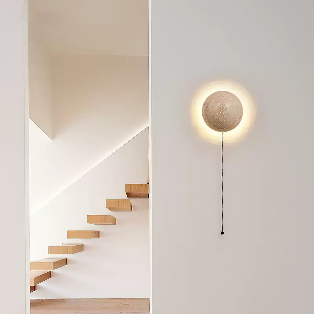 Luna Travertine Wall Light - Dia 15cm x H 15cm Yellow Travertine, Hardwired Wall Sconce, detail 5
