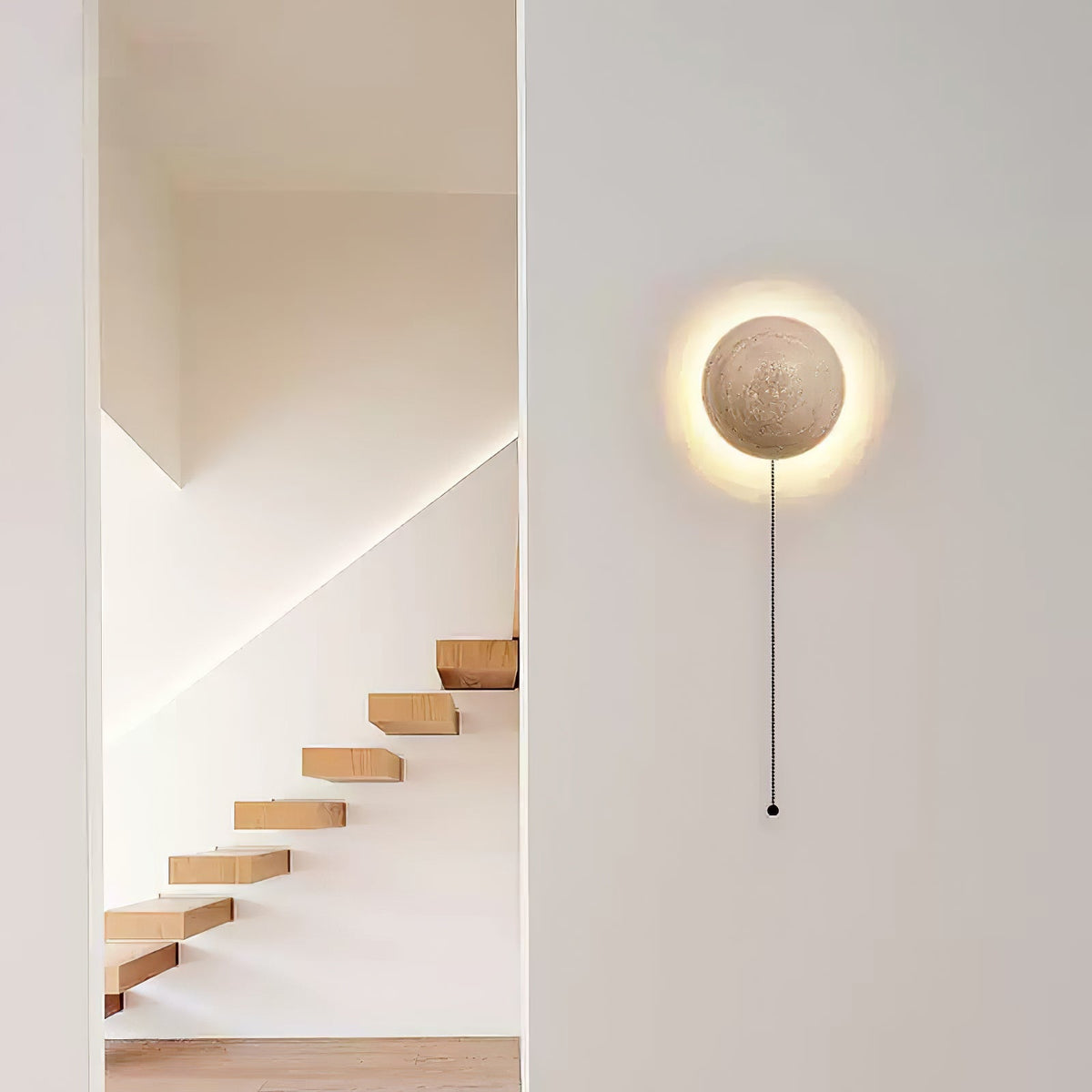 Luna Travertine Wall Light - Dia 15cm x H 15cm Yellow Travertine, Hardwired Wall Sconce, detail 5