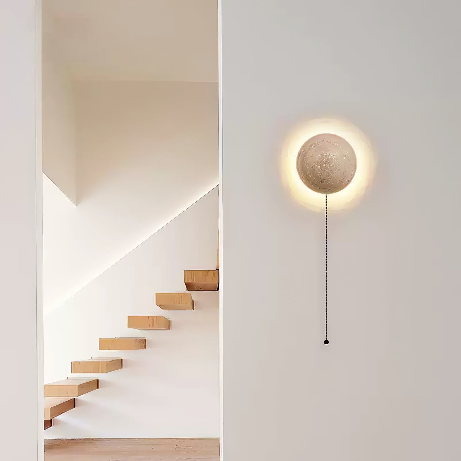 Luna Travertine Wall Light - Dia 15cm x H 15cm Yellow Travertine, Hardwired Wall Sconce, detail 5
