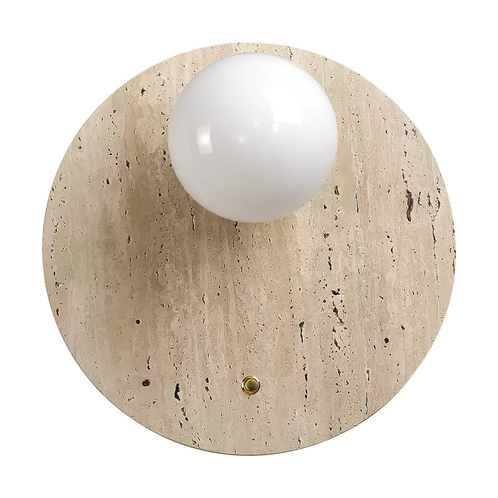 Luna Travertine Wall Light - Dia 14cm x H 38cm Yellow Travertine, Hardwired Wall Sconce, detail 12