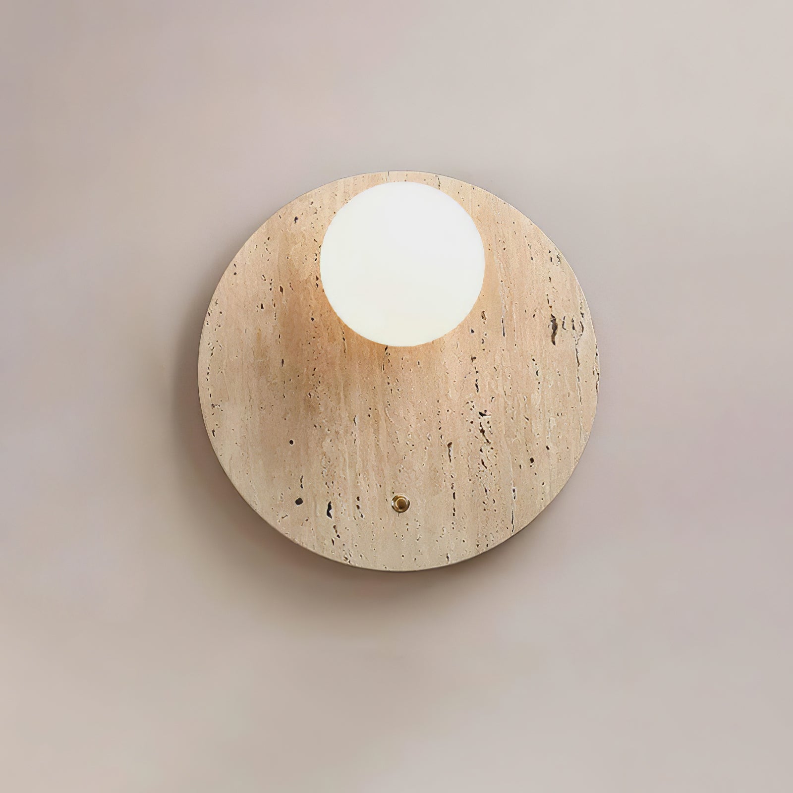 Luna Travertine Wall Light - Dia 14cm x H 38cm Yellow Travertine, Hardwired Wall Sconce, detail 2