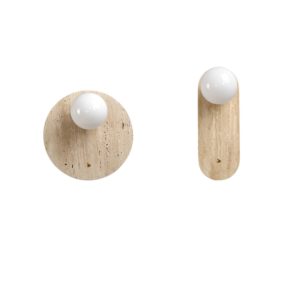 Luna Travertine Wall Light - Dia 14cm x H 38cm Yellow Travertine, Hardwired Wall Sconce, detail 8